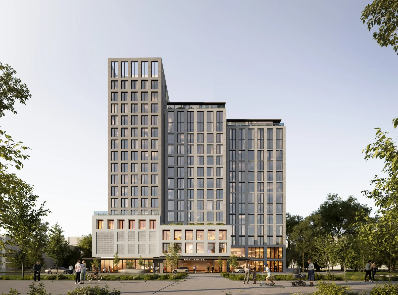 Exterior rendering of a residential development in Oakville, Canada